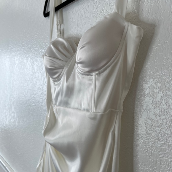 Dolls Kill white satin effect draped dress S - Picture 6 of 7